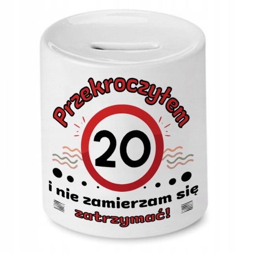 Skarbonka na Urodziny 20 20te 20-te na Prezent z Nadrukiem ze Zdjęciem