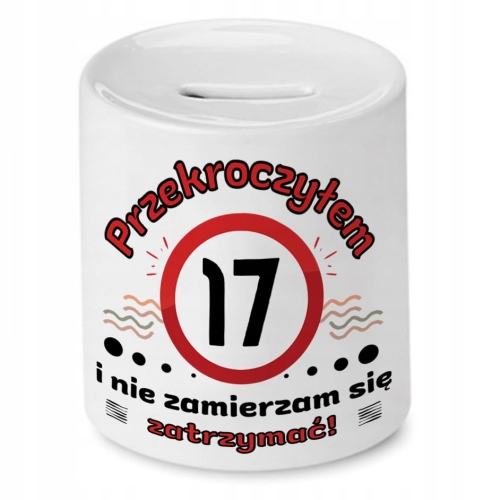 Skarbonka na Urodziny 17 17te 17-te na Prezent z Nadrukiem ze Zdjęciem