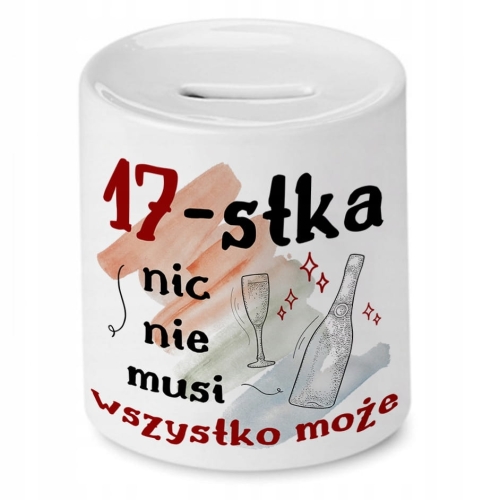 Skarbonka na Urodziny 17 17te 17-te na Prezent z Nadrukiem ze Zdjęciem