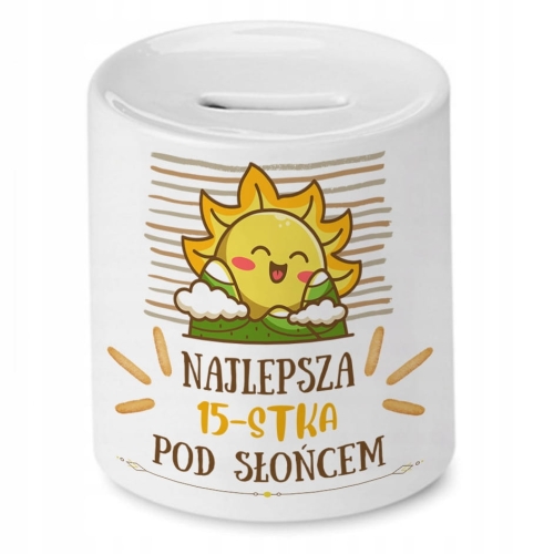 Skarbonka na Urodziny 15 15te 15-te na Prezent z Nadrukiem ze Zdjęciem