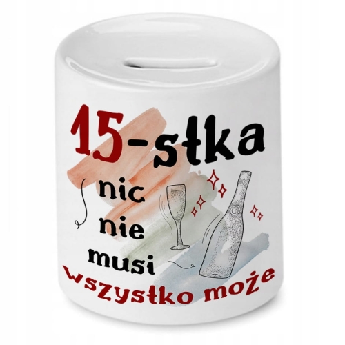Skarbonka na Urodziny 15 15te 15-te na Prezent z Nadrukiem ze Zdjęciem