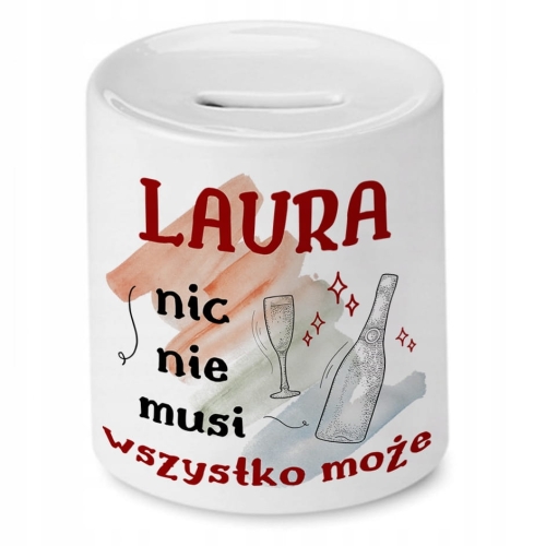 Skarbonka Dla Laury na Urodziny Idealny Prezent z Nadrukiem ze Zdjęciem