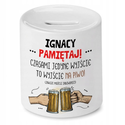 Skarbonka Dla Ignacego na Urodziny Idealny Prezent z Nadrukiem ze Zdjęciem