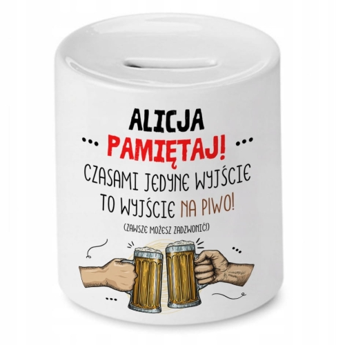 Skarbonka dla Alicji na Urodziny Idealny Prezent z Nadrukiem ze Zdjęciem