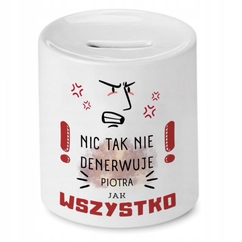 Skarbonka Dla Piotra na Urodziny Imieniny Prezent z Nadrukiem ze Zdjęciem