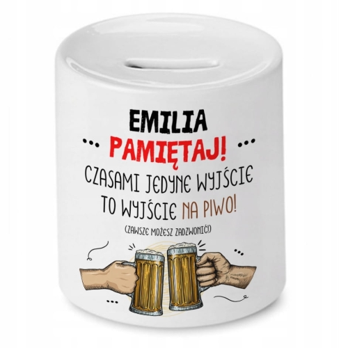 Skarbonka dla Emilii na Urodziny Idealny Prezent z Nadrukiem ze Zdjęciem