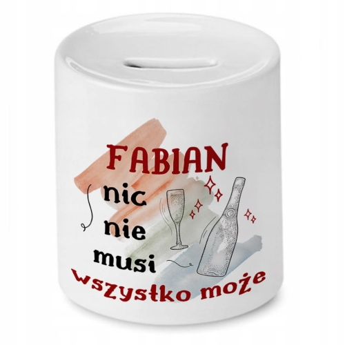 Skarbonka Dla Fabiana na Urodziny na Prezent z Nadrukiem ze Zdjęciem