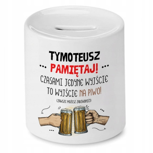 Skarbonka dla Tymoteusza na Urodziny Prezent z Nadrukiem ze Zdjęciem