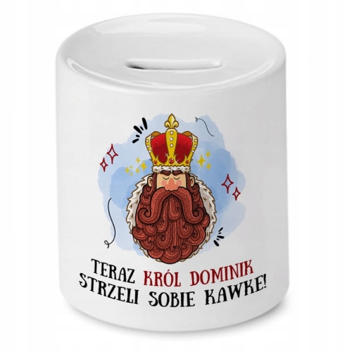 Skarbonka dla Dominika na Urodziny Idealny Prezent z Nadrukiem ze Zdjęciem