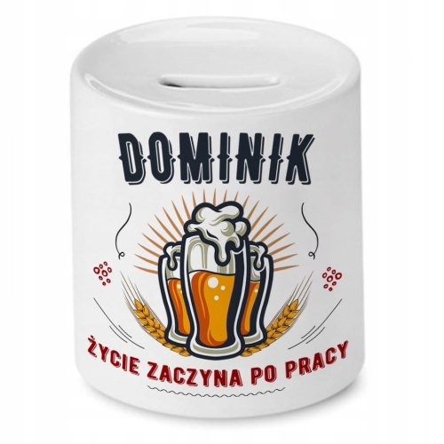 Skarbonka dla Dominika na Urodziny Idealny Prezent z Nadrukiem ze Zdjęciem
