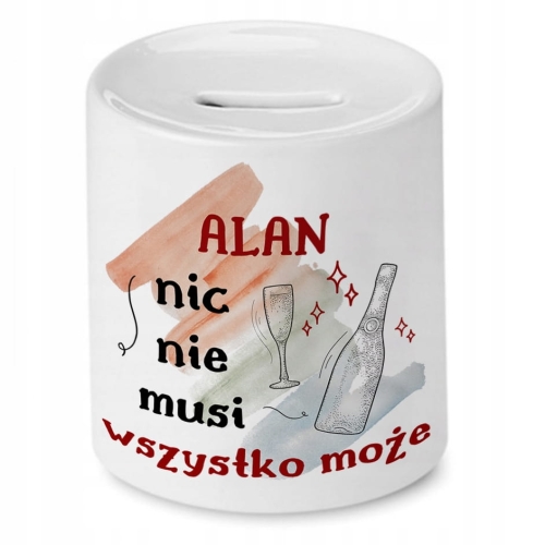 Skarbonka Dla Alana na Urodziny Imieniny Prezent z Nadrukiem ze Zdjęciem