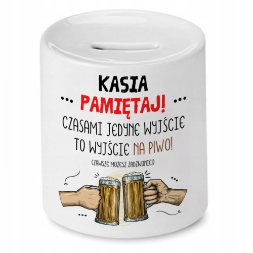 Skarbonka Dla Kasi na Urodziny Imieniny na Prezent z Nadrukiem ze Zdjęciem