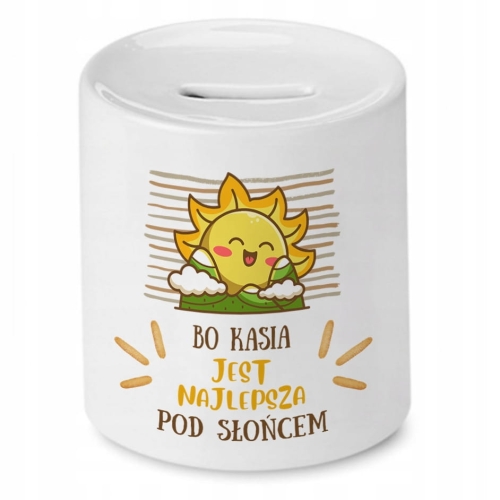 Skarbonka Dla Kasi na Urodziny Imieniny na Prezent z Nadrukiem ze Zdjęciem