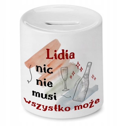 Skarbonka Dla Lidii na Urodziny Imieniny Prezent z Nadrukiem ze Zdjęciem
