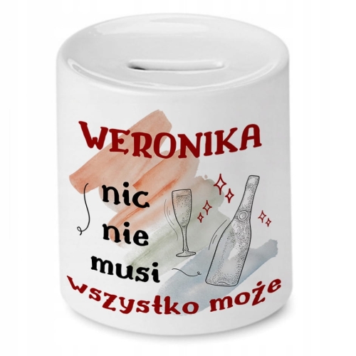 Skarbonka Dla Weroniki Urodziny Imieniny Prezent z Nadrukiem ze Zdjęciem