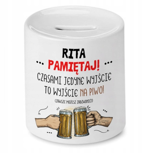 Skarbonka Dla Rity na Urodziny Imieniny Prezent z Nadrukiem ze Zdjęciem