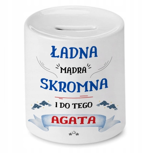 Skarbonka Dla Agaty na Urodziny Imieniny Prezent z Nadrukiem ze Zdjęciem