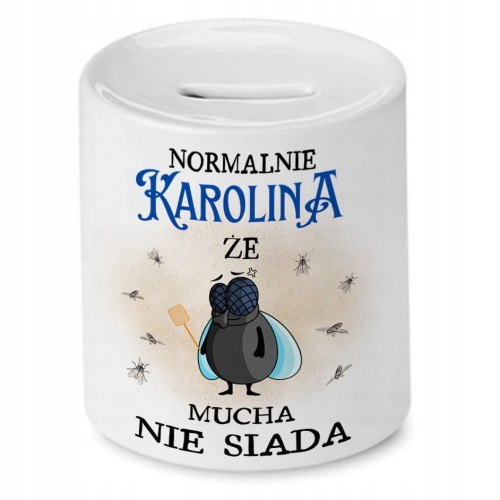 Skarbonka Dla Karoliny na Urodziny na Prezent z Nadrukiem ze Zdjęciem
