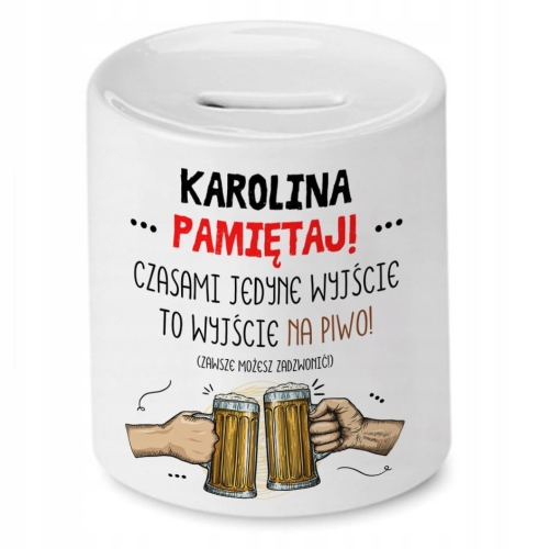 Skarbonka Dla Karoliny na Urodziny na Prezent z Nadrukiem ze Zdjęciem