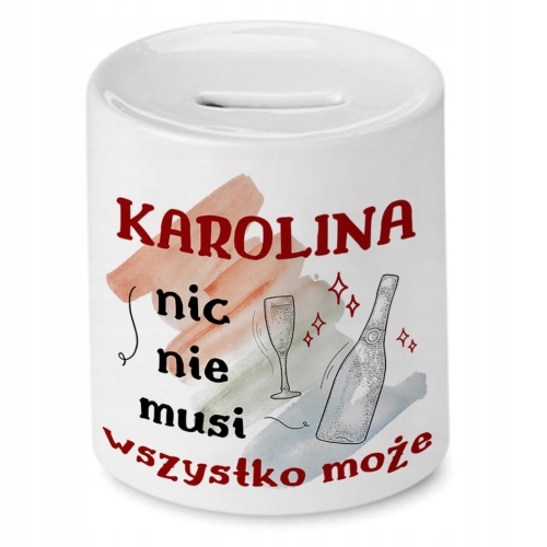 Skarbonka Dla Karoliny na Urodziny na Prezent z Nadrukiem ze Zdjęciem
