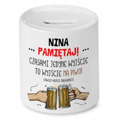 Skarbonka Dla Niny Urodziny Idealny Prezent z Nadrukiem ze Zdjęciem