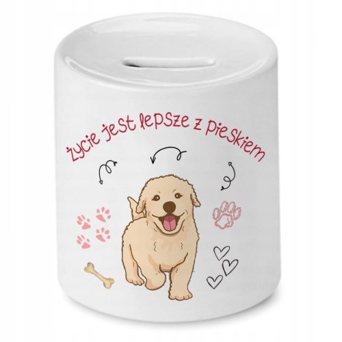 Skarbonka Z Pieskiem Piesek Psiak na Prezent z Nadrukiem ze Zdjęciem
