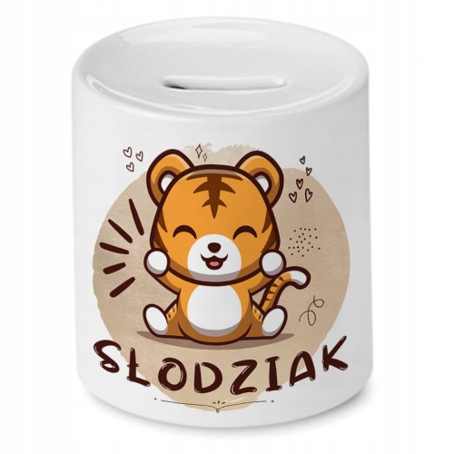 Skarbonka Z Tygryskiem Tygryski Słodki na Prezent z Nadrukiem ze Zdjęciem