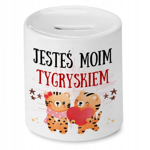 Skarbonka Z Tygryskiem Tygryski Słodki na Prezent z Nadrukiem ze Zdjęciem