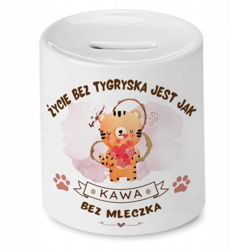 Skarbonka Z Tygryskiem Tygryski Słodki na Prezent z Nadrukiem ze Zdjęciem