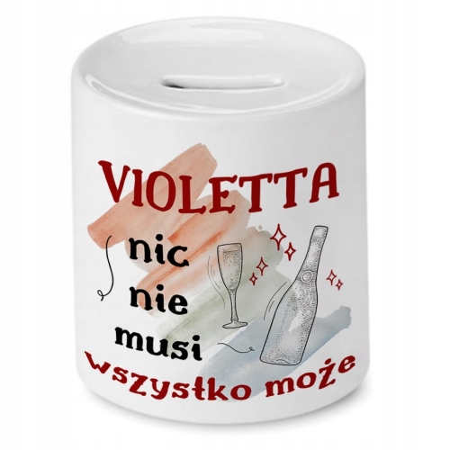 Skarbonka Dla Violetty Idealny na Urodziny Prezent z Nadrukiem ze Zdjęciem