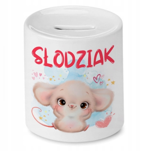 Skarbonka Z Myszką Myszki Słodki na Prezent z Nadrukiem ze Zdjęciem