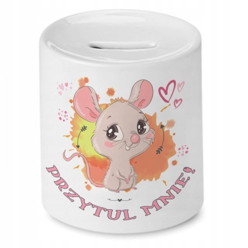 Skarbonka Z Myszką Myszki Słodki na Prezent z Nadrukiem ze Zdjęciem