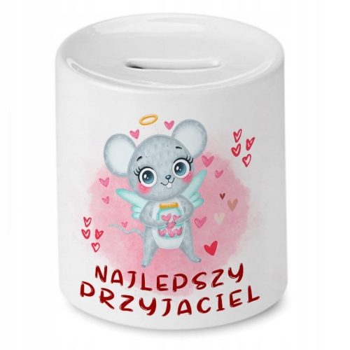 Skarbonka Z Myszką Myszki Słodki na Prezent z Nadrukiem ze Zdjęciem