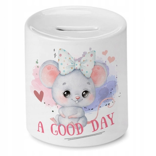 Skarbonka Z Myszką Myszki Słodki na Prezent z Nadrukiem ze Zdjęciem