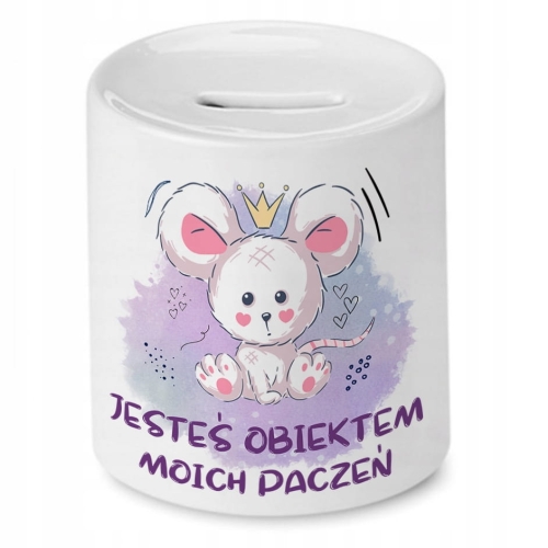 Skarbonka Z Myszką Myszki Słodki na Prezent z Nadrukiem ze Zdjęciem