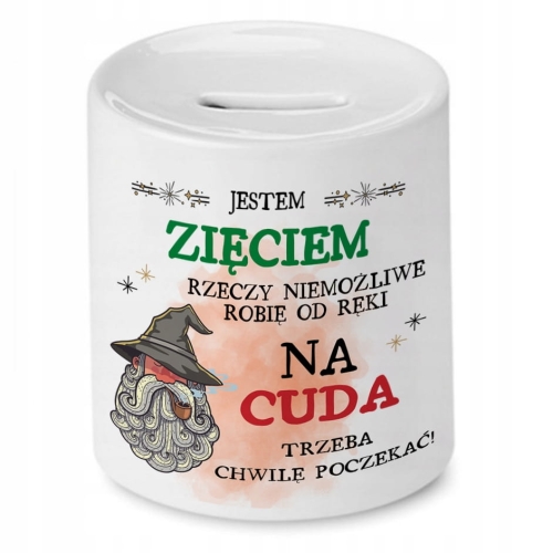 Skarbonka Dla Zięcia na Urodziny Imieniny Prezent z Nadrukiem ze Zdjęciem