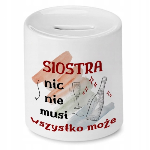 Skarbonka Dla Siostry na Urodziny Imieniny Prezent z Nadrukiem ze Zdjęciem