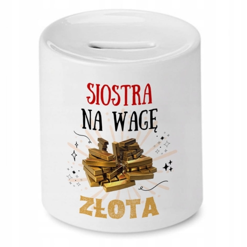 Skarbonka Dla Siostry na Urodziny Imieniny Prezent z Nadrukiem ze Zdjęciem