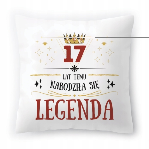 Poduszka na Urodziny 17 17te 17-te na Prezent z Nadrukiem ze Zdjęciem