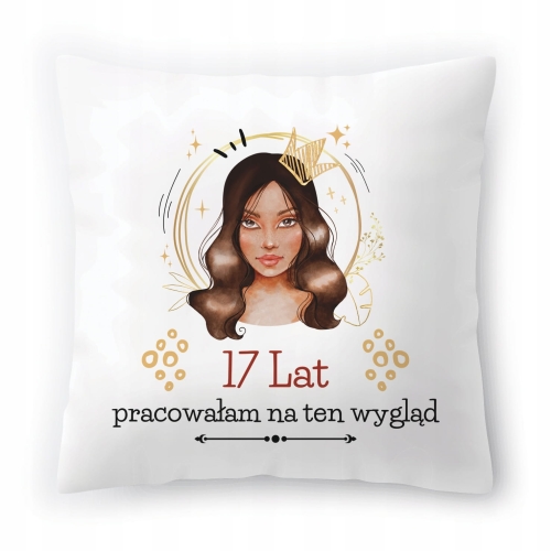 Poduszka na Urodziny 17 17te 17-te na Prezent z Nadrukiem ze Zdjęciem