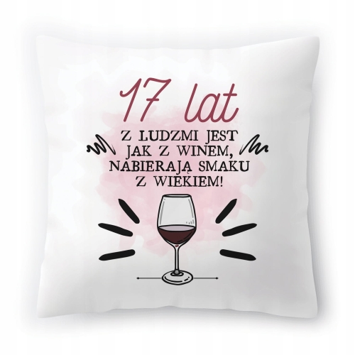 Poduszka na Urodziny 17 17te 17-te na Prezent z Nadrukiem ze Zdjęciem