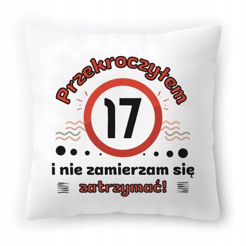 Poduszka na Urodziny 17 17te 17-te na Prezent z Nadrukiem ze Zdjęciem