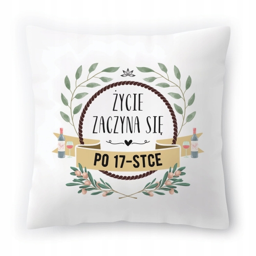 Poduszka na Urodziny 17 17te 17-te na Prezent z Nadrukiem ze Zdjęciem