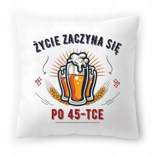 Poduszka na Urodziny 45 45te 45-te na Prezent z Nadrukiem ze Zdjęciem