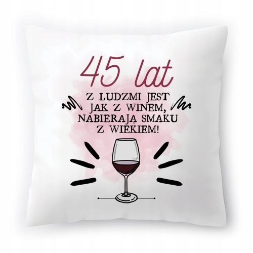 Poduszka na Urodziny 45 45te 45-te na Prezent z Nadrukiem ze Zdjęciem