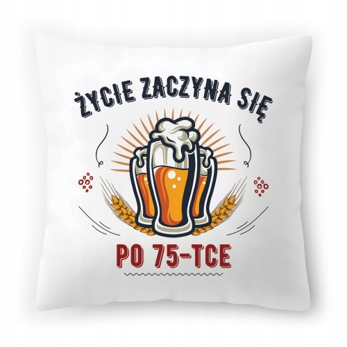 Poduszka na Urodziny 75 75te 75-te na Prezent z Nadrukiem ze Zdjęciem
