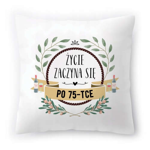 Poduszka na Urodziny 75 75te 75-te na Prezent z Nadrukiem ze Zdjęciem