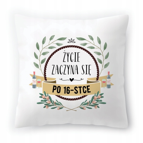 Poduszka na Urodziny 16 16ste 16-ste na Prezent z Nadrukiem ze Zdjęciem