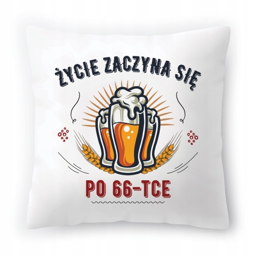 Poduszka na Urodziny 66 66ste 66-ste na Prezent z Nadrukiem ze Zdjęciem