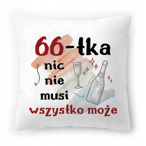 Poduszka na Urodziny 66 66ste 66-ste na Prezent z Nadrukiem ze Zdjęciem
